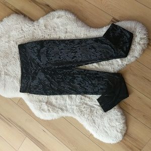 Black velvet leggings